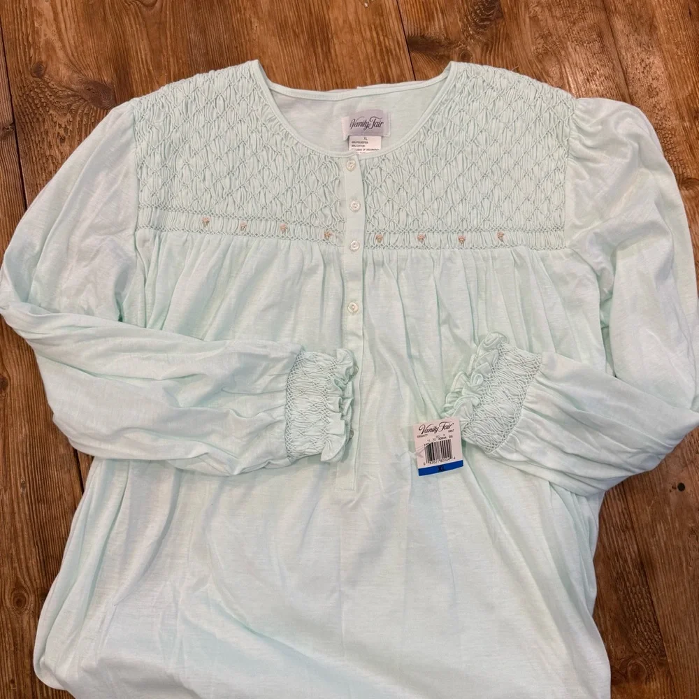 Vanity‎ Fair Mint Green Soft Cotton Blend Grannycore Nightgown Women's XL NWT - Picture 5 of 8